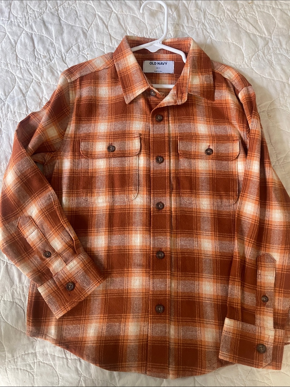 Old Navy Child’s Rust and Cream Plaid Button-Down Shirt